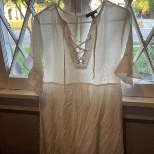 White Summer Flowy Dress, Women's Size Large